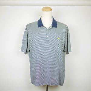 AUGUSTA NATIONAL MASTERS Men's XL Blue white striped polo shirt Golf Tournament